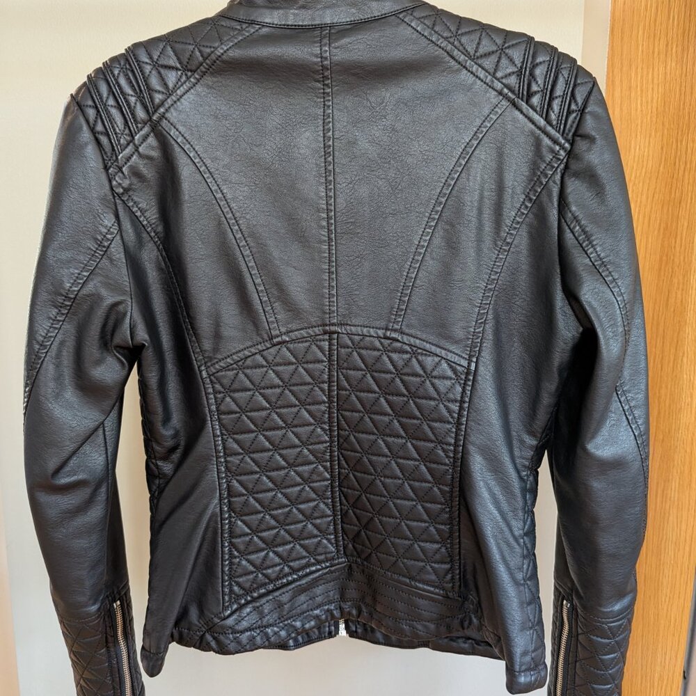 LA Coalition Quilted Faux Leather Biker Jacket XS - Picture 4 of 4